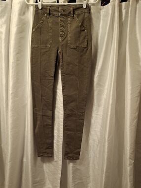 American Eagle Outfitters Olive Green High-Rise Ankle Jeans